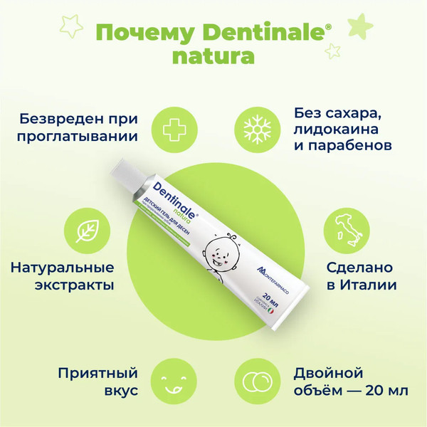 Изображение товара Гель для полости рта детский Dentinale Natura для десен (2х20мл)