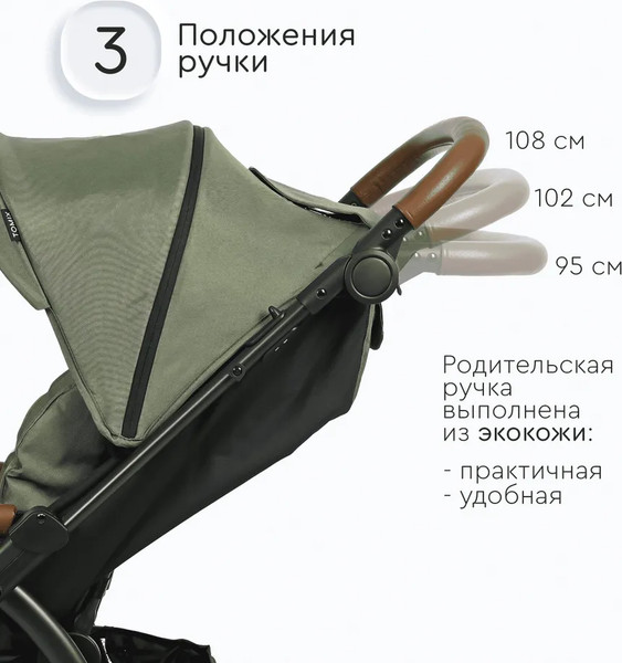 Изображение товара Детская прогулочная коляска Tomix Stella / HP-777 (темно-оливковый)