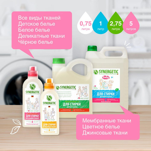 Изображение товара Набор средств для стирки Synergetic Гель для стирки+Кондиционер для белья Аромамагия (2x5л)