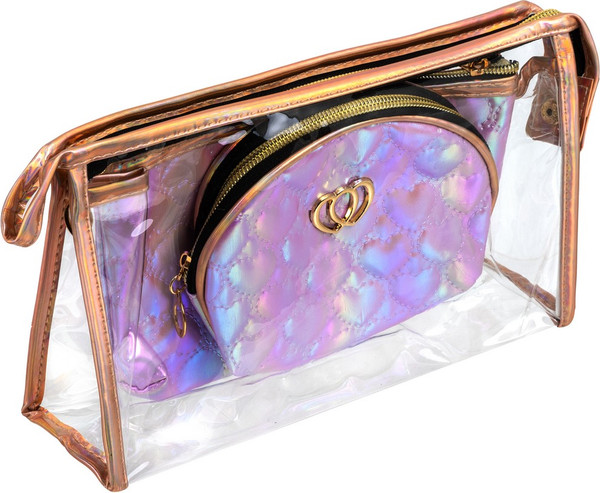 Изображение товара Набор косметичек Kristaller Chameleon Heart 3in1 / 25094 (сиреневый перламутр)