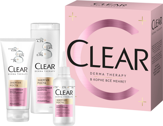 Изображение товара Набор косметики для волос Clear Derma Therapy Шампунь 200мл+Маска 200мл+Скраб 150мл