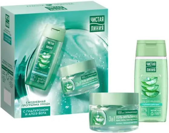 Изображение товара Набор косметики для лица Чистая Линия Ежедневный уход 2024 Гель д/умывания 100мл+Гель мультиуход 100мл