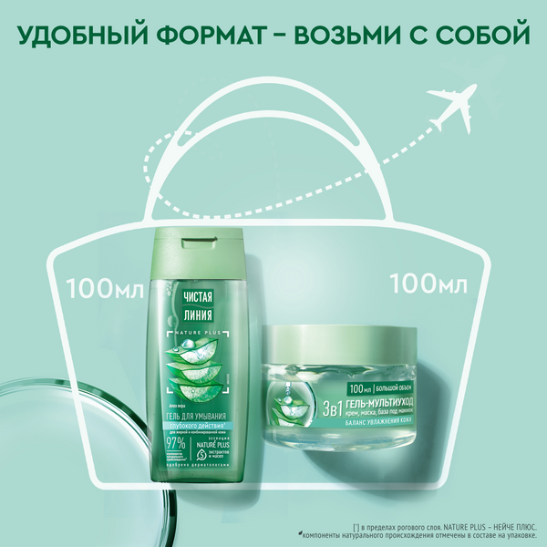 Изображение товара Набор косметики для лица Чистая Линия Ежедневный уход 2024 Гель д/умывания 100мл+Гель мультиуход 100мл