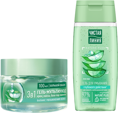 Изображение товара Набор косметики для лица Чистая Линия Ежедневный уход 2024 Гель д/умывания 100мл+Гель мультиуход 100мл