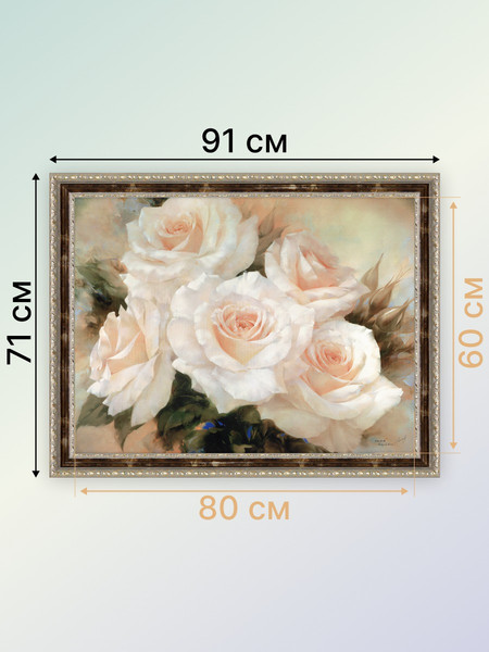 Изображение товара Картина Декарт Нежные розовые розы 8Л0918 (в раме)