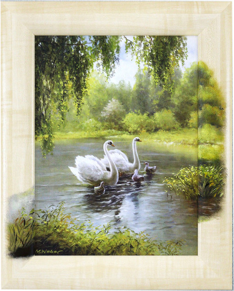 Изображение товара Картина Декарт Лебединая семья 8Л2385 (в раме)