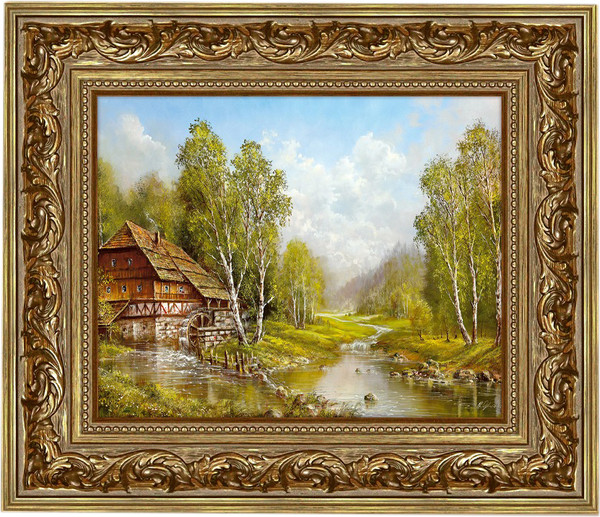 Изображение товара Картина Декарт Пейзаж с водяной мельницей 8Л0172 (в раме)