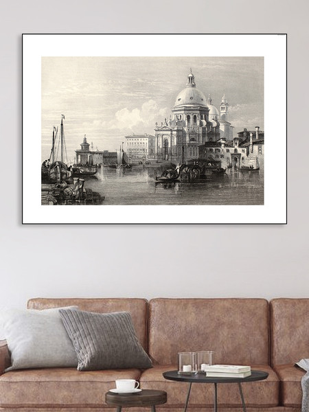 Изображение товара Картина Декарт Старинная гравюра Венеция 8Л1451 (в раме)