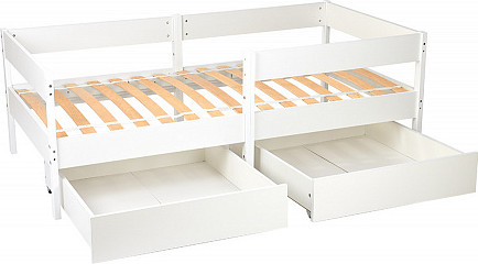 Изображение товара Кровать-чердак детская Polini Kids Simple 3435 с ящиками / 0002803.9 (белый)