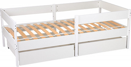 Изображение товара Кровать-чердак детская Polini Kids Simple 3435 с ящиками / 0002803.9 (белый)