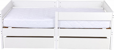 Изображение товара Кровать-чердак детская Polini Kids Simple 3435 с ящиками / 0002803.9 (белый)