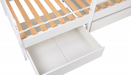 Изображение товара Кровать-чердак детская Polini Kids Simple 3435 с ящиками / 0002803.9 (белый)