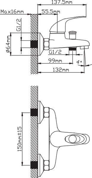 Изображение товара Смеситель Diadonna Д30-150