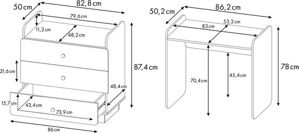 Изображение товара Комод пеленальный Polini Kids Ameli 3010 / 0002761.174 (белый/дуб крафт золотой)
