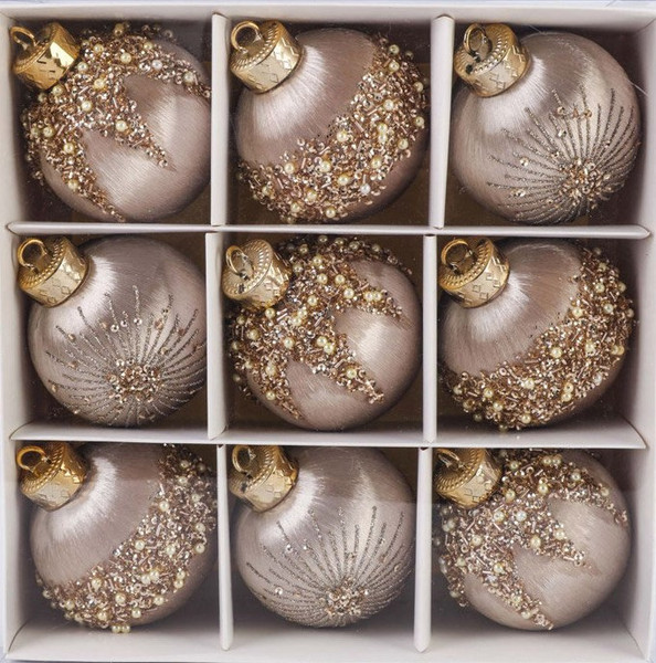 Изображение товара Набор шаров новогодних Волшебная страна SYQB-0124054 / 108511 (9шт, бежевый)