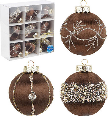 Изображение товара Набор шаров новогодних Волшебная страна SYQB-0124055 / 108512 (9шт, коричневый)