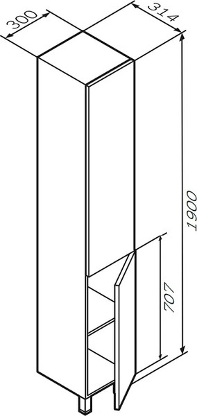 Изображение товара Шкаф-пенал для ванной AM.PM Gem M90CSR0306HF (правый, ореховый)