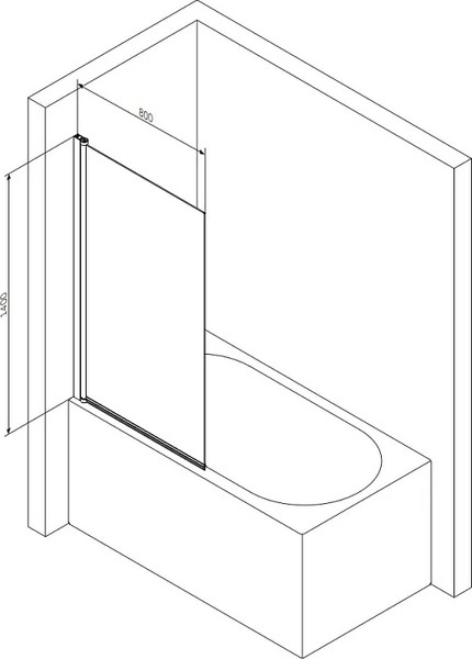 Изображение товара Стеклянная шторка для ванны AM.PM Gem W90BS-D080-140BT