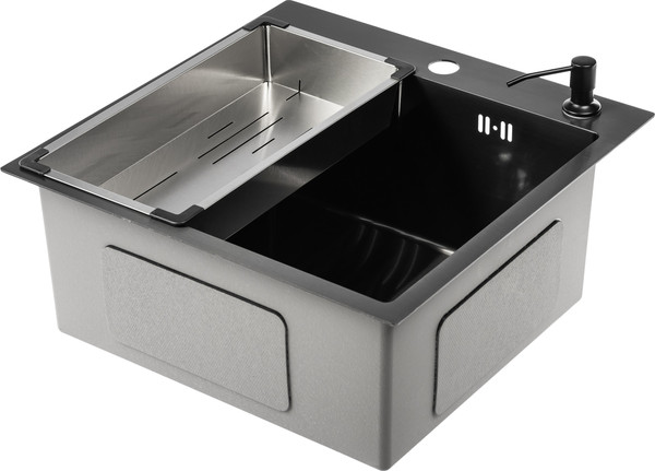 Изображение товара Мойка кухонная Saniteco 5050 PVD (с сифоном, дозатором и коландером)