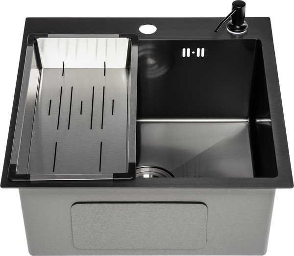 Изображение товара Мойка кухонная Saniteco 5050 PVD (с сифоном, дозатором и коландером)