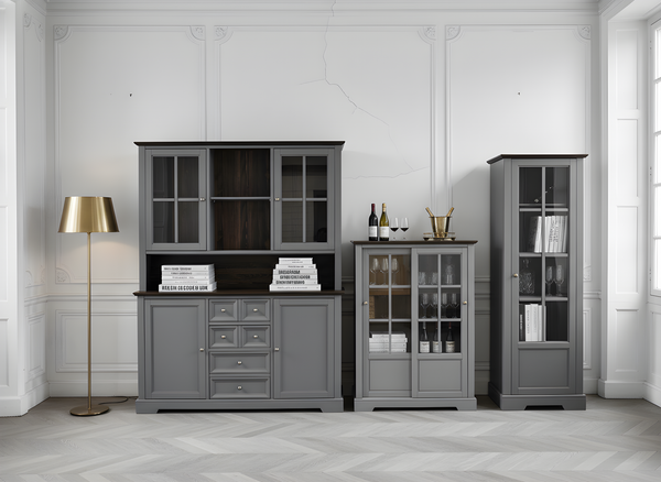 Изображение товара Шкаф с витриной Dipriz Lakeview Д.98026 (бейц винтаж)