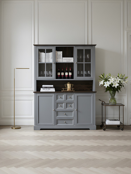 Изображение товара Шкаф с витриной Dipriz Lakeview Д.98026 (бейц винтаж)