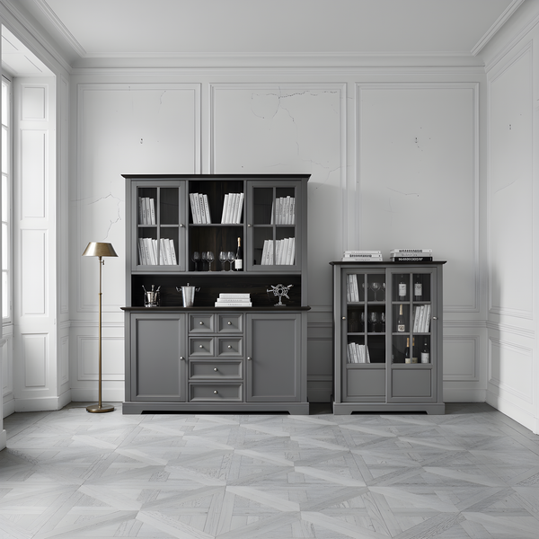 Изображение товара Шкаф с витриной Dipriz Lakeview Д.98026 (бейц винтаж)