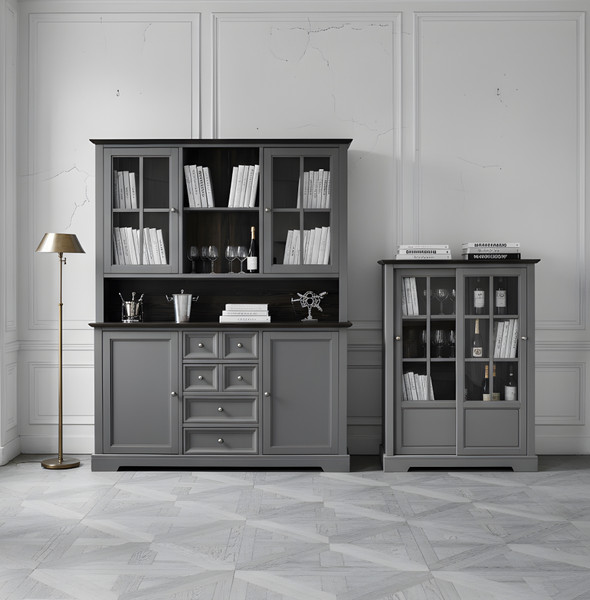 Изображение товара Шкаф с витриной Dipriz Lakeview Д.98026 (бейц винтаж)