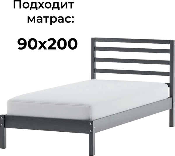 Изображение товара Односпальная кровать Dipriz Tarva 90x200 / Д.80018.2 (серый Ral 7016)