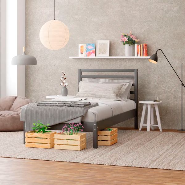 Изображение товара Односпальная кровать Dipriz Tarva 90x200 / Д.80018.2 (серый Ral 7016)