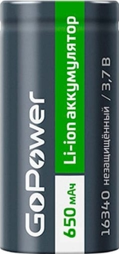 Изображение товара Аккумулятор GoPower 16340 Li-ion 3.7В 650мАч / 00-00024375
