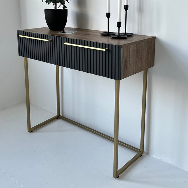 Изображение товара Туалетный столик Shtabe Gross 6111 эко (графит/золото/ручка золото)