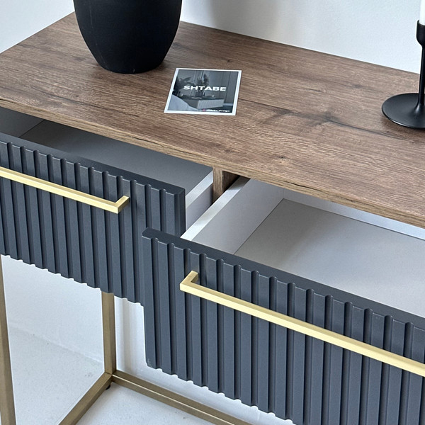 Изображение товара Туалетный столик Shtabe Gross 6111 эко (графит/золото/ручка золото)