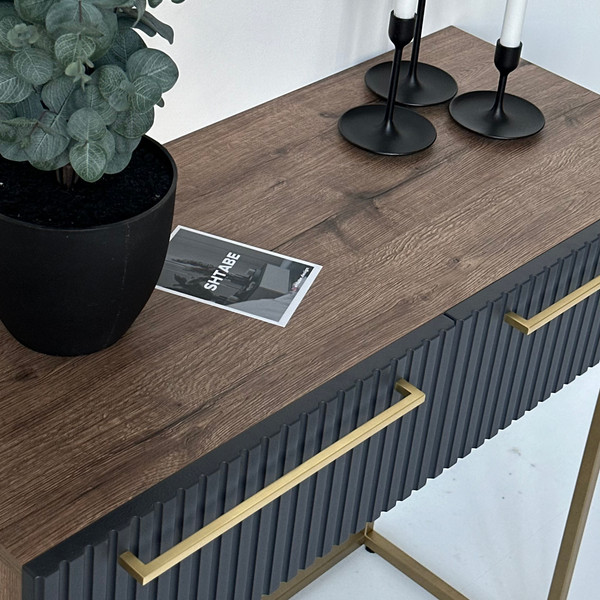 Изображение товара Туалетный столик Shtabe Gross 6111 эко (графит/золото/ручка золото)