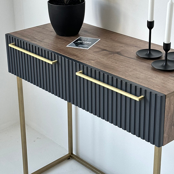 Изображение товара Туалетный столик Shtabe Gross 6111 эко (графит/золото/ручка золото)