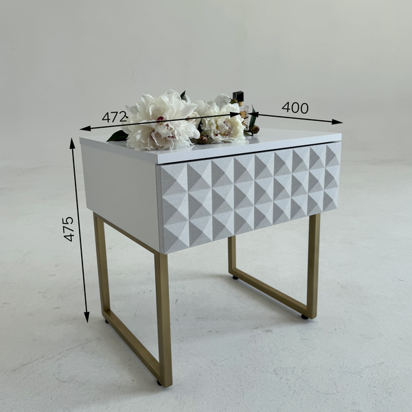 Изображение товара Прикроватная тумба Shtabe Simple 7001 эко (травертин/белый/золото)