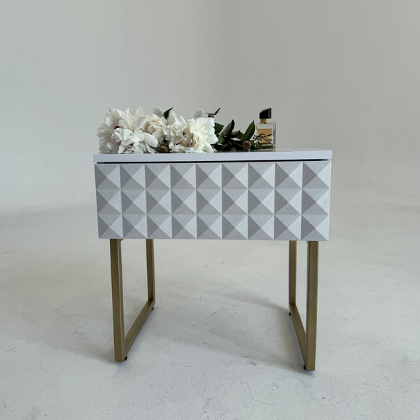 Изображение товара Прикроватная тумба Shtabe Simple 7001 эко (травертин/белый/золото)