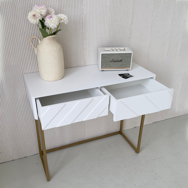 Изображение товара Консольный столик Shtabe Elifa 8011 (RAL 9003/RAL 9003/золото)