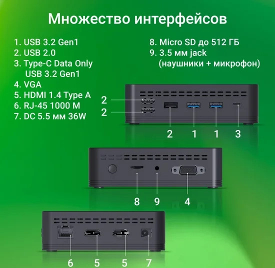 Изображение товара Неттоп Digma Mini Office P N5030 (DPN5-8CXW01)
