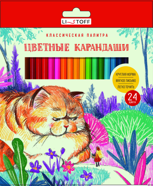 Изображение товара Набор цветных карандашей Listoff Рыжий кот / КЦК240015 (24цв)