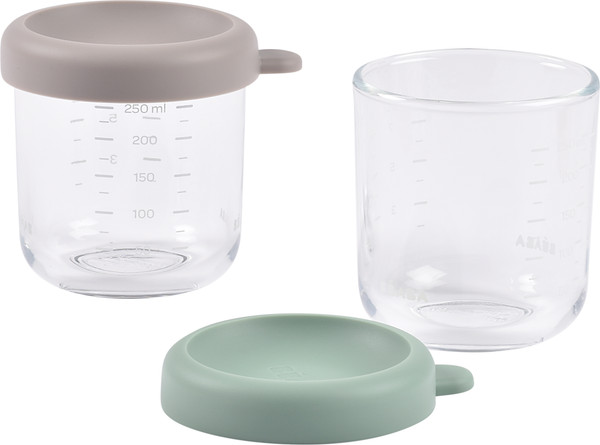 Изображение товара Набор контейнеров для детского питания Beaba Sage Green/Gazelle Lot 2 Portions Verre 914011 (250мл, 2шт)