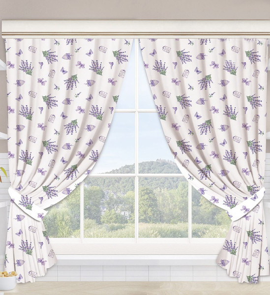 Изображение товара Комплект штор АртПостель Сиреневая дымка для кухни с подхватом Ш.145.180