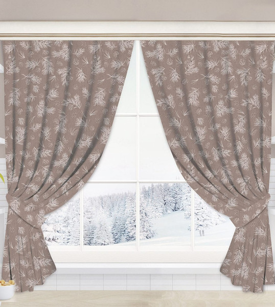 Изображение товара Комплект штор АртПостель Шишкин лес для кухни с подхватом Ш.145.180