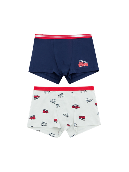 Изображение товара Комплект трусов детских Mark Formelle 413345-2 (р.146-72-63, пожарные машинки на сером/море)