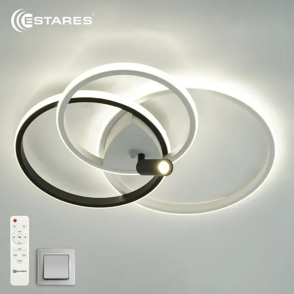 Изображение товара Люстра Estares Iruma 80W 3R1DL-RC-510x400x65-WHITE/BLACK/WHITE-220-IP20