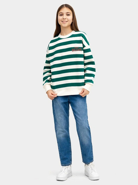 Изображение товара Свитшот детский Mark Formelle 127897/1 (р.104-56, молочно-зеленая полоска)