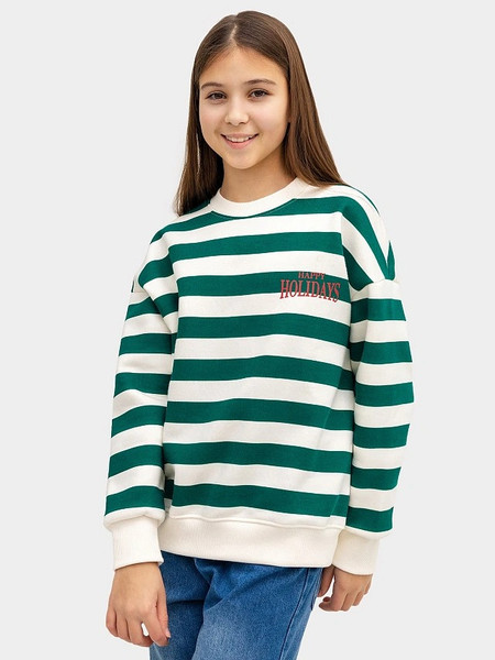 Изображение товара Свитшот детский Mark Formelle 127897/1 (р.104-56, молочно-зеленая полоска)