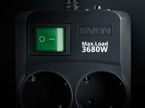 Изображение товара Сетевой фильтр Sven SF-08E-16 (1.8м, черный)