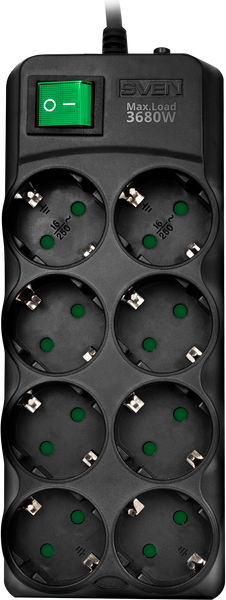 Изображение товара Сетевой фильтр Sven SF-08E-16 (3м, черный)