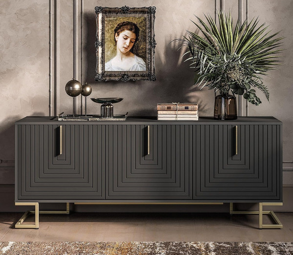 Изображение товара Тумба Involux Неаполь 212T011 (графит/черный матовый/золото)